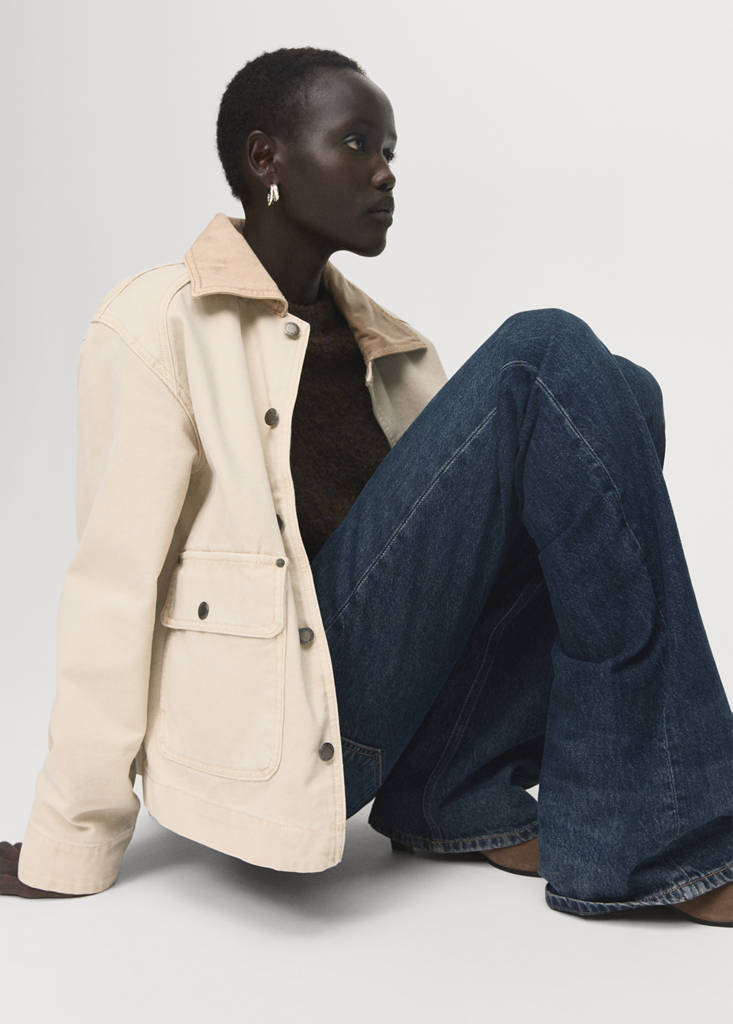 Parka En Jean Col Contrasté