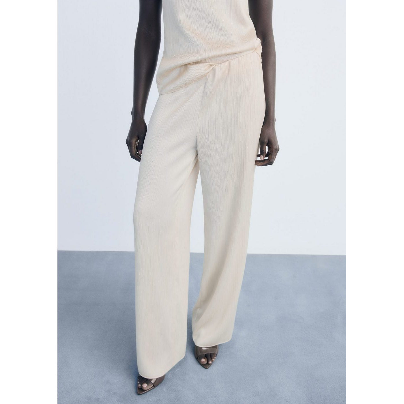 Pantalon Plissé Taille Élastique