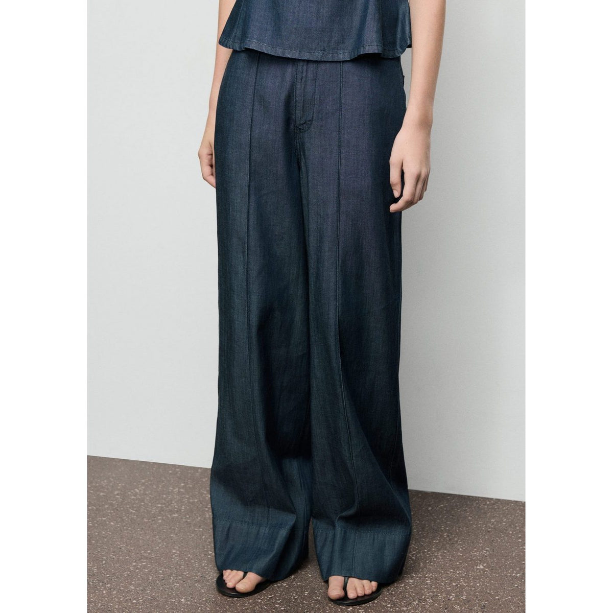 Pantalon Denim Large Coutures