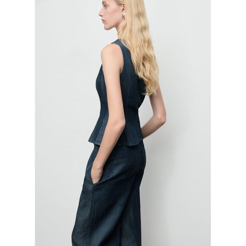 Pantalon Denim Large Coutures