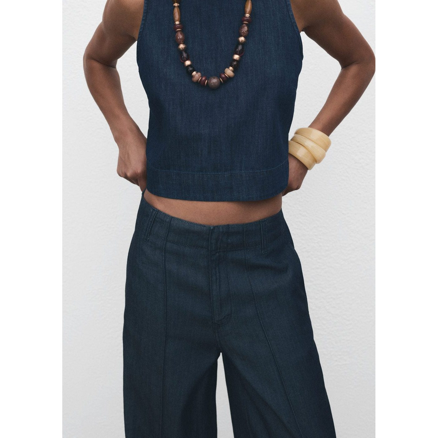 Pantalon Denim Large Coutures