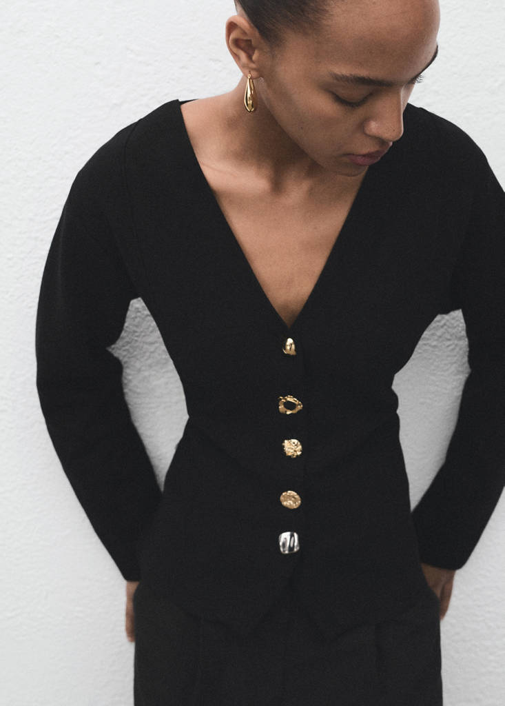 Veste En Maille Boutons Bijoux