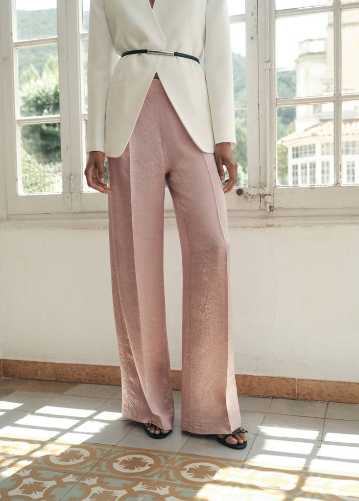 Pantalon Satiné Effet Froissé