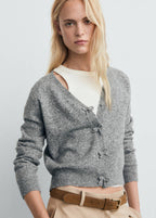 Cardigan Col En V Laine Mélangée