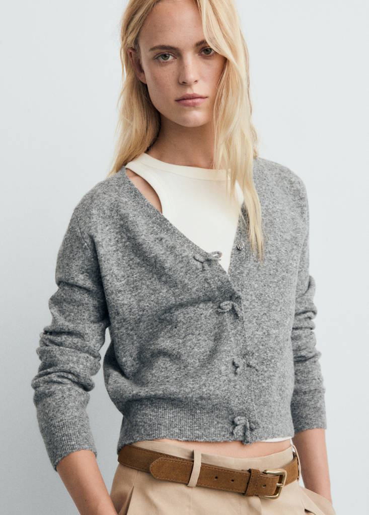 Cardigan Col En V Laine Mélangée