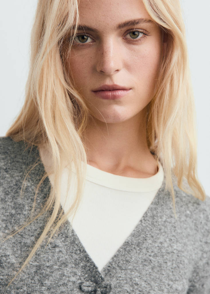 Cardigan Col En V Laine Mélangée
