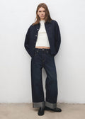 Veste En Jean Col En Cuir Synthétique
