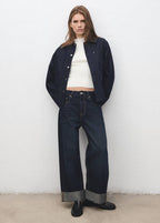 Veste En Jean Col En Cuir Synthétique