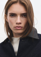 Veste En Jean Col En Cuir Synthétique