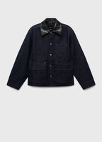 Veste En Jean Col En Cuir Synthétique