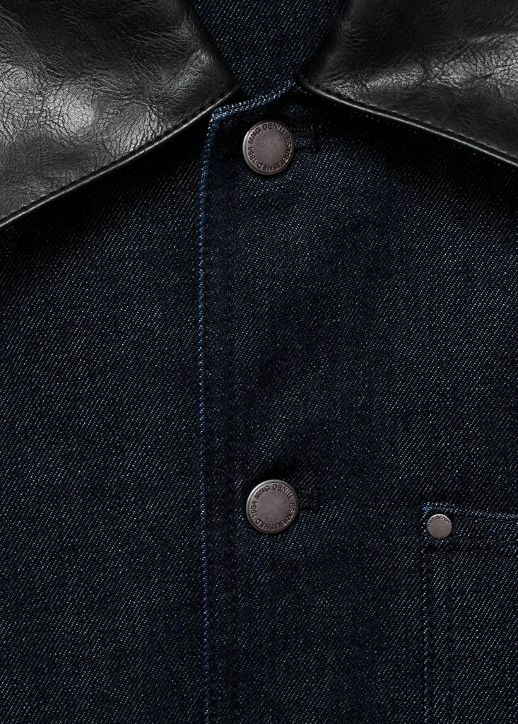Veste En Jean Col En Cuir Synthétique