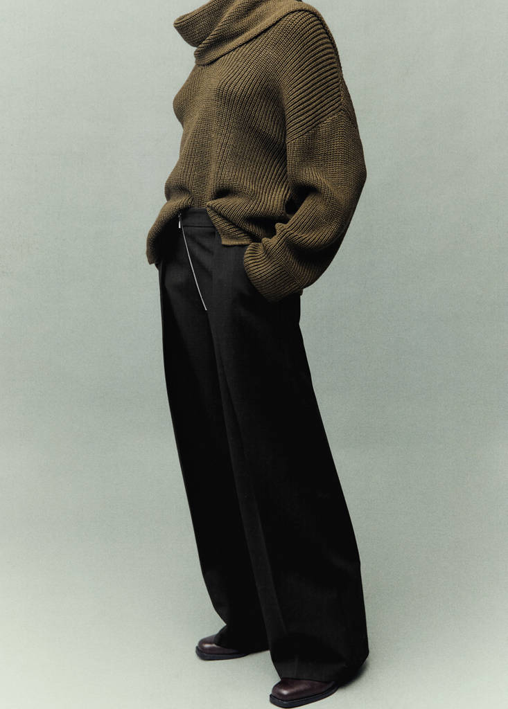 Pantalon À Plis Fermeture Zip
