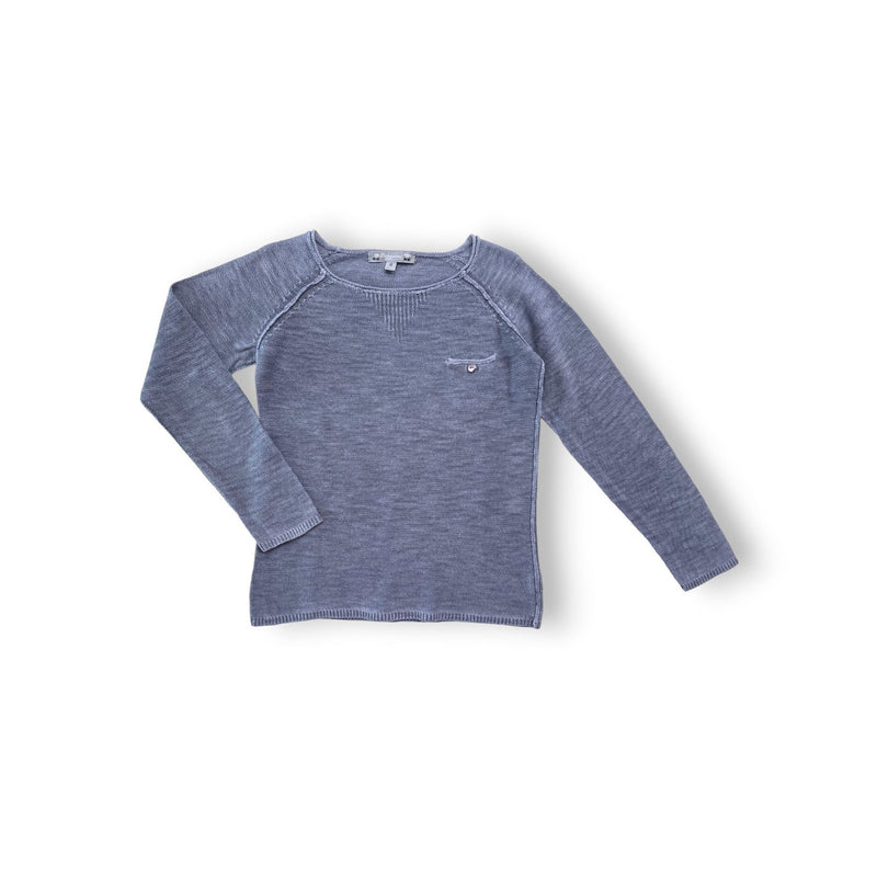 Bonpoint - Pull Fin En Lin Gris/Bleu - 6 Ans