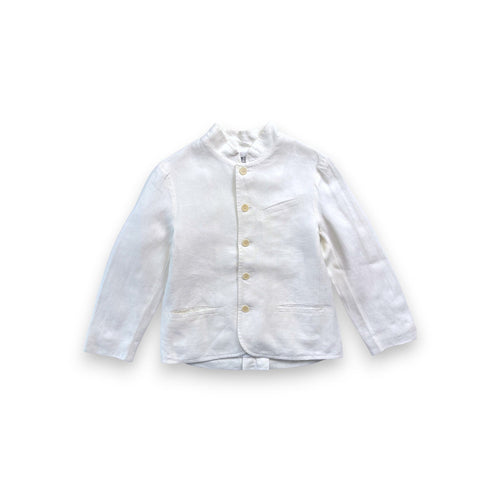 Bonpoint - Blazer Boutonné Écru En Lin - 8 Ans