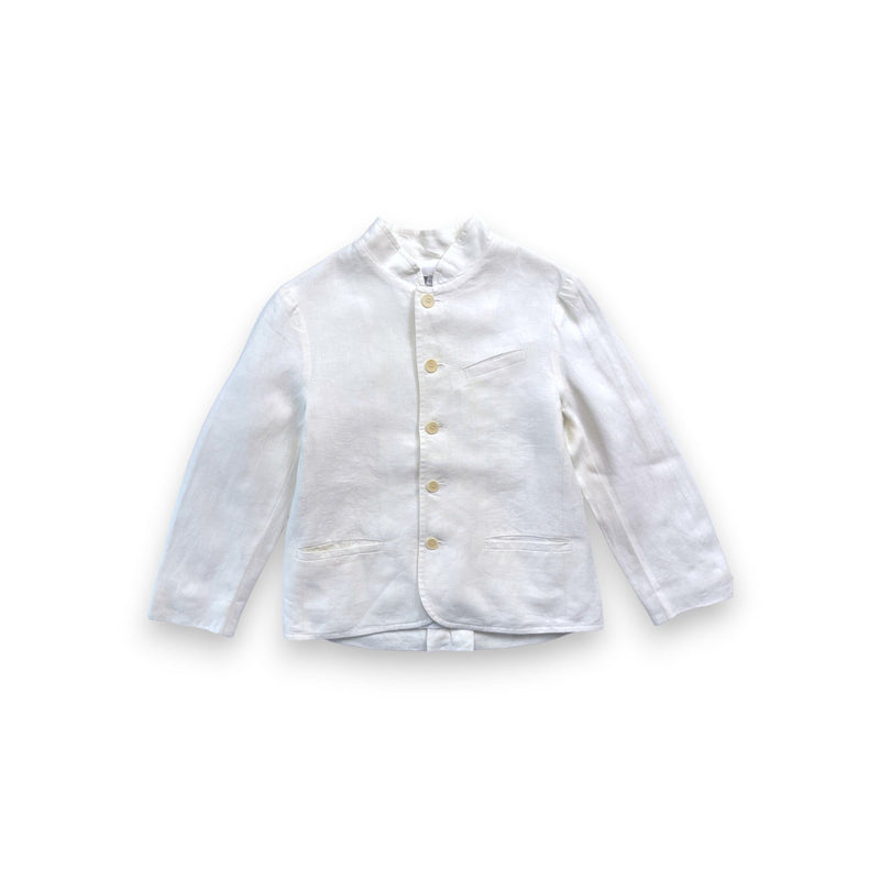 Bonpoint - Blazer Boutonné Écru En Lin - 8 Ans