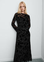 Robe Jacquard Floral Manches Cloche