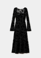 Robe Jacquard Floral Manches Cloche