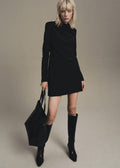 Robe Col Drapé Et Manches Longues