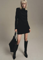 Robe Col Drapé Et Manches Longues