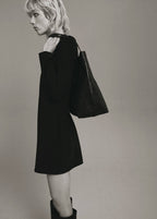 Robe Col Drapé Et Manches Longues