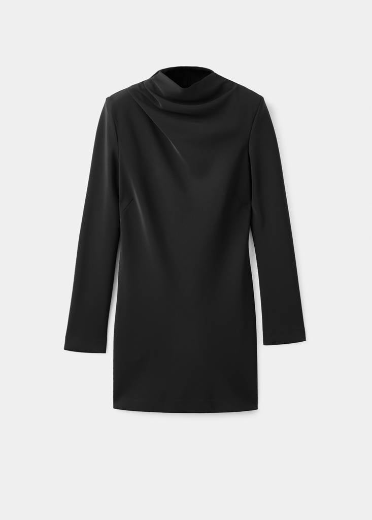 Robe Col Drapé Et Manches Longues