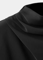 Robe Col Drapé Et Manches Longues