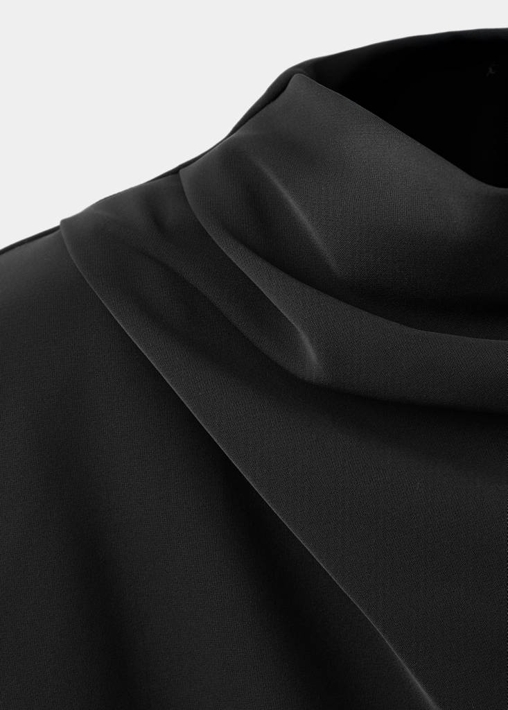 Robe Col Drapé Et Manches Longues