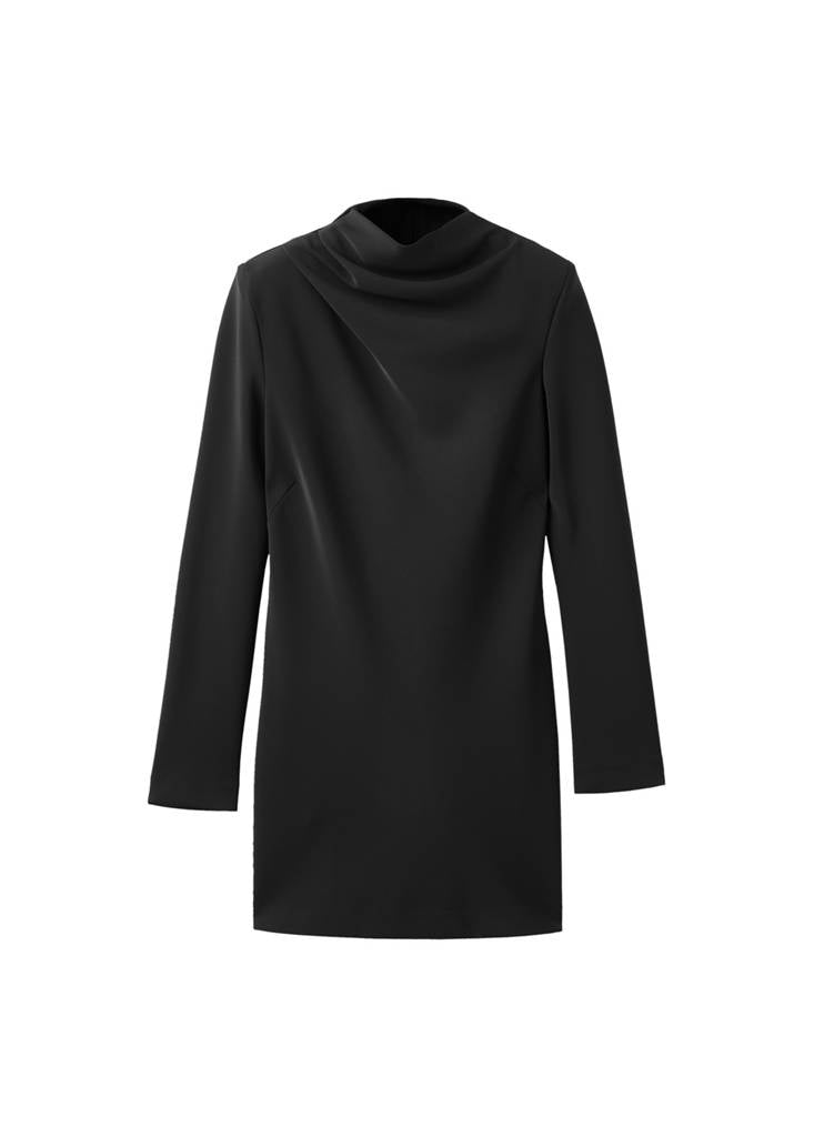 Robe Col Drapé Et Manches Longues