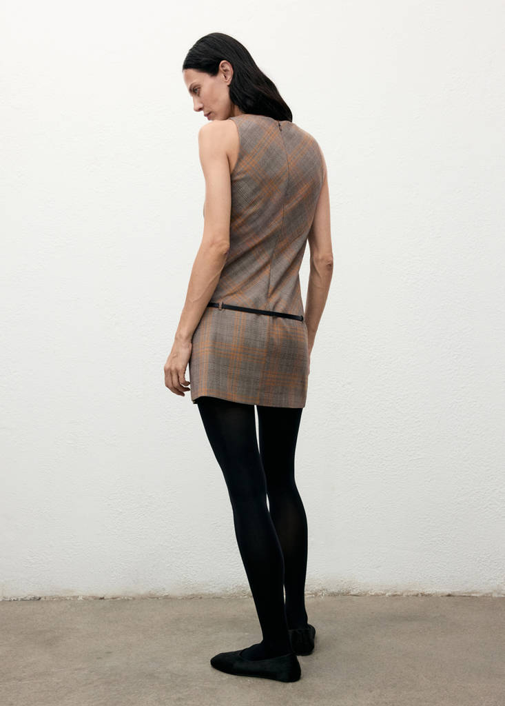 Robe À Carreaux Avec Ceinture