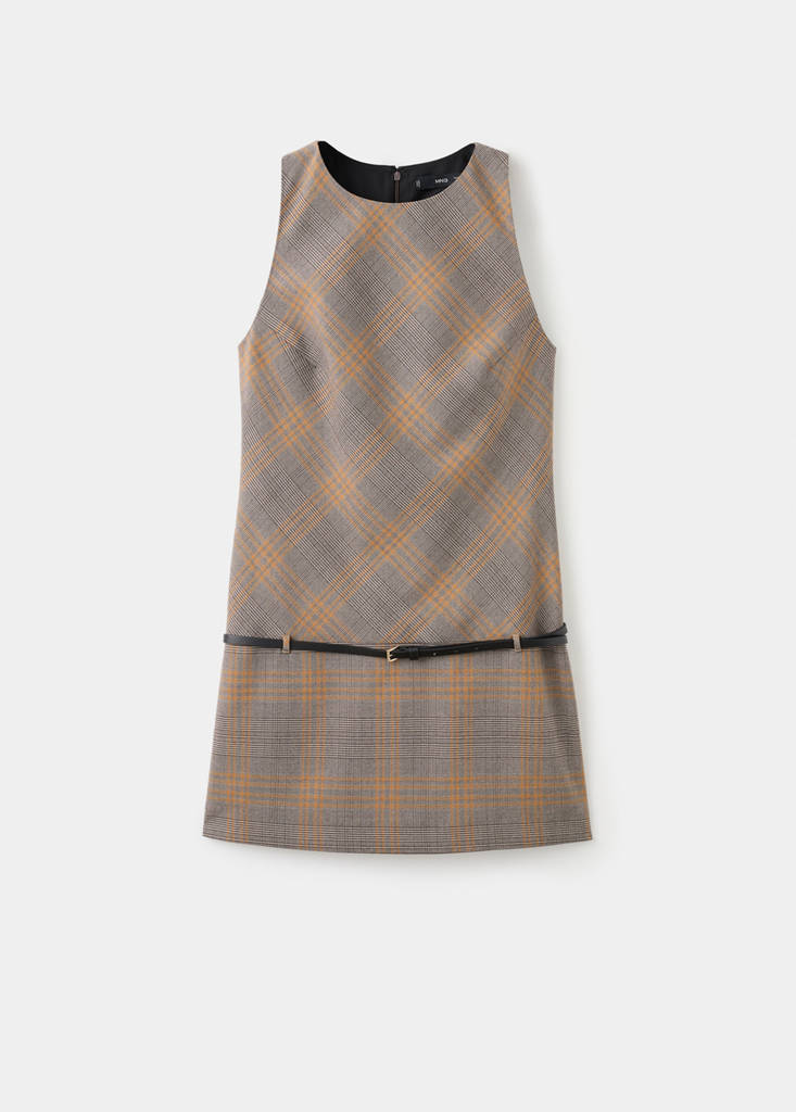 Robe À Carreaux Avec Ceinture