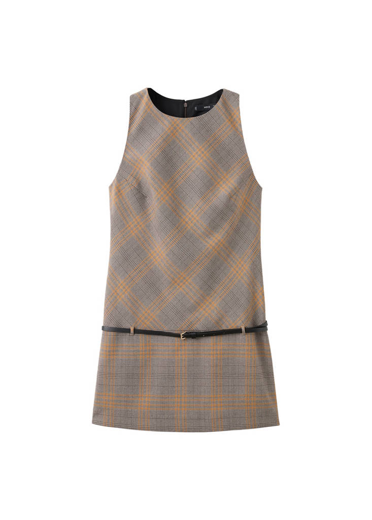 Robe À Carreaux Avec Ceinture