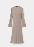 Robe Maille Côtelée Col Montant