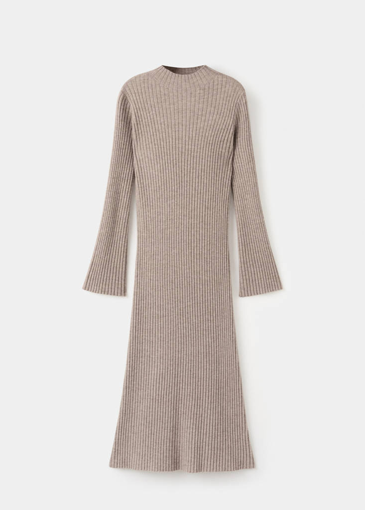Robe Maille Côtelée Col Montant