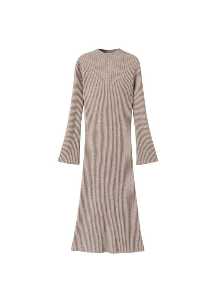 Robe Maille Côtelée Col Montant