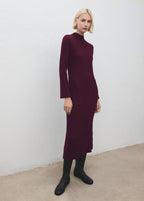 Robe Maille Côtelée Col Montant