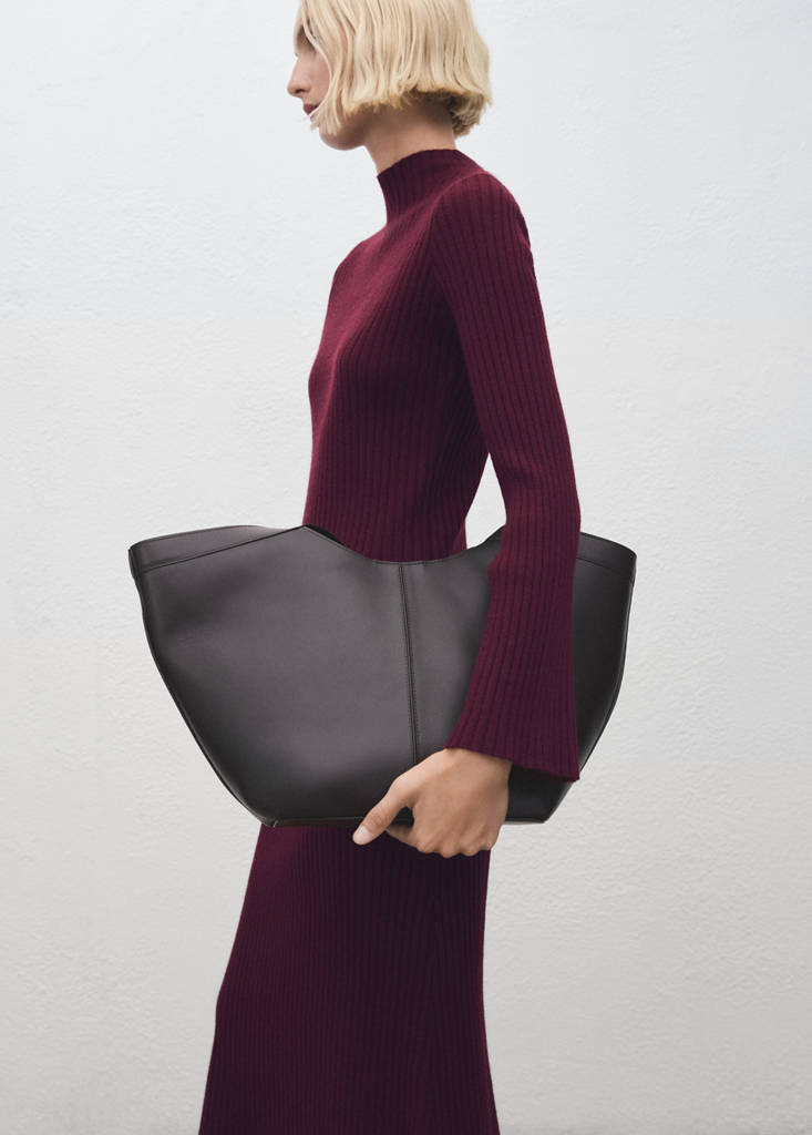 Robe Maille Côtelée Col Montant