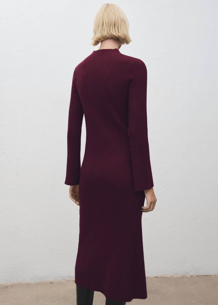 Robe Maille Côtelée Col Montant