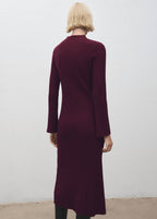 Robe Maille Côtelée Col Montant