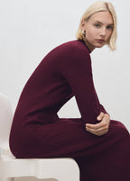 Robe Maille Côtelée Col Montant