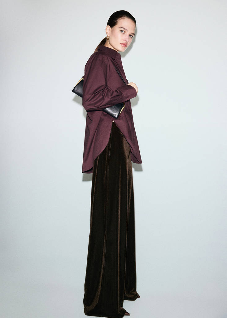 Pantalon Large En Velours