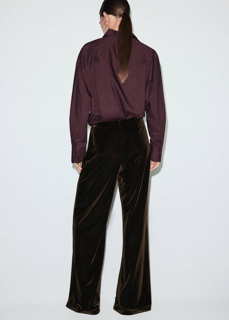 Pantalon Large En Velours