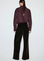 Pantalon Large En Velours