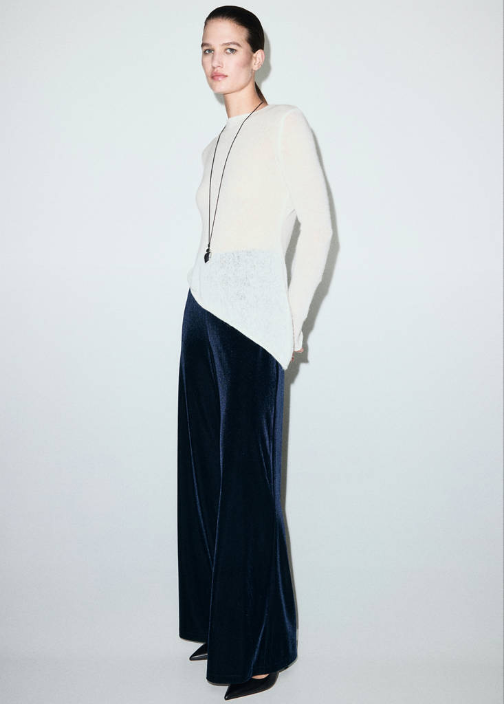 Pantalon Large En Velours