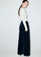 Pantalon Large En Velours