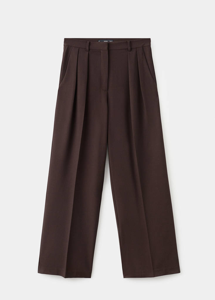 Pantalon Wide Leg À Pinces Taille Normale