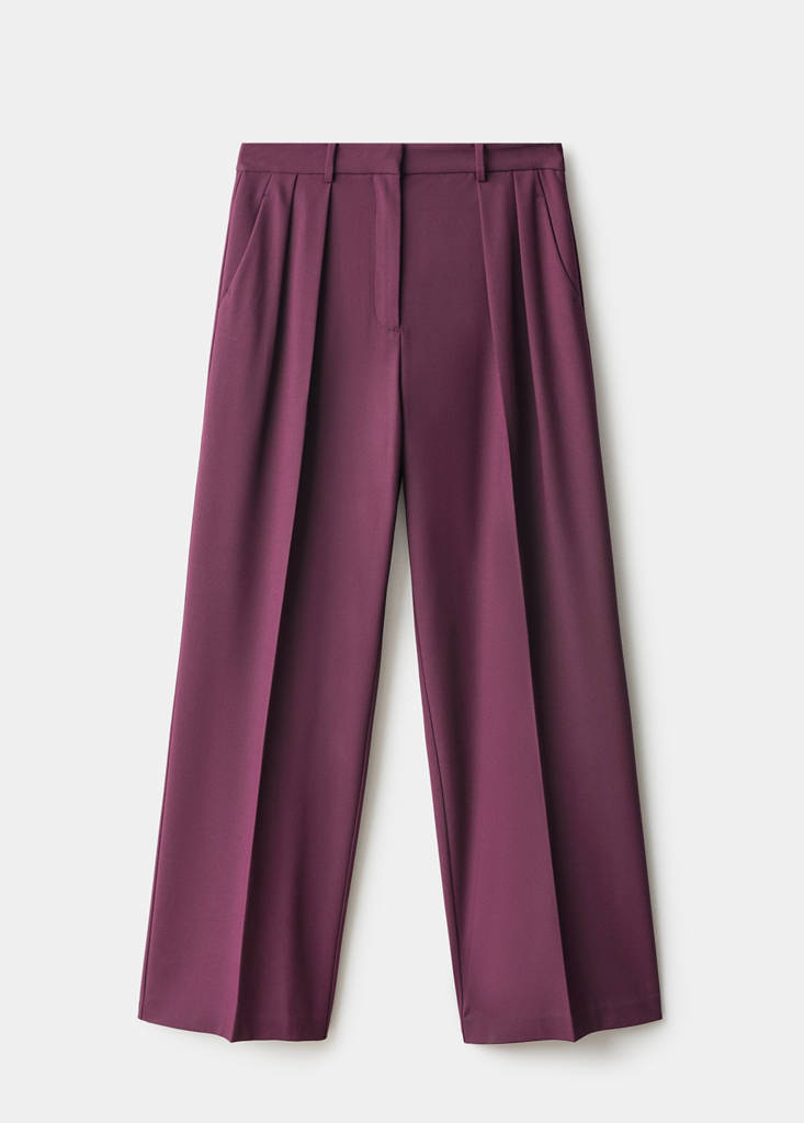 Pantalon Wide Leg À Pinces Taille Normale
