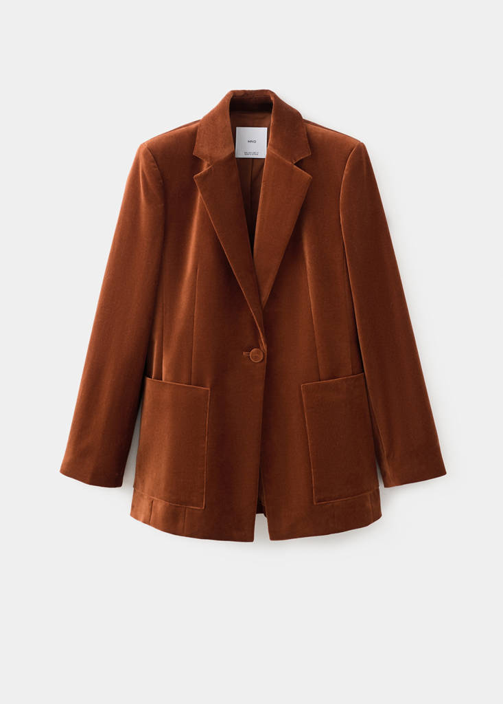 Blazer Costume Velours À Poches