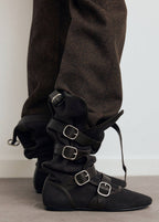 Bottes En Daim À Boucles
