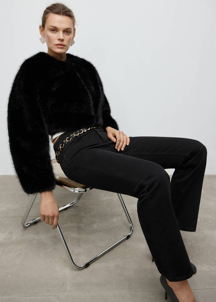 Veste Crop Fausse Fourrure
