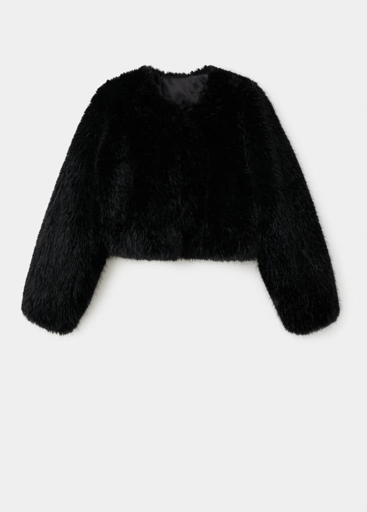 Veste Crop Fausse Fourrure